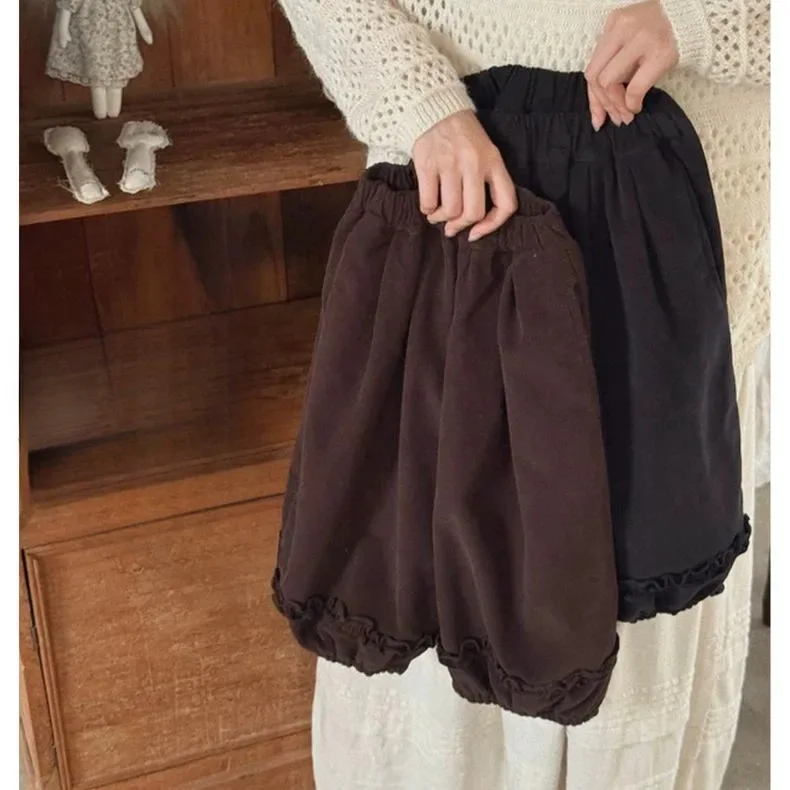 

Autumn and Winter Fashion Foreign Cute Girls Fleece Thickened Casual Pants Corduroy Pants Radish Pants