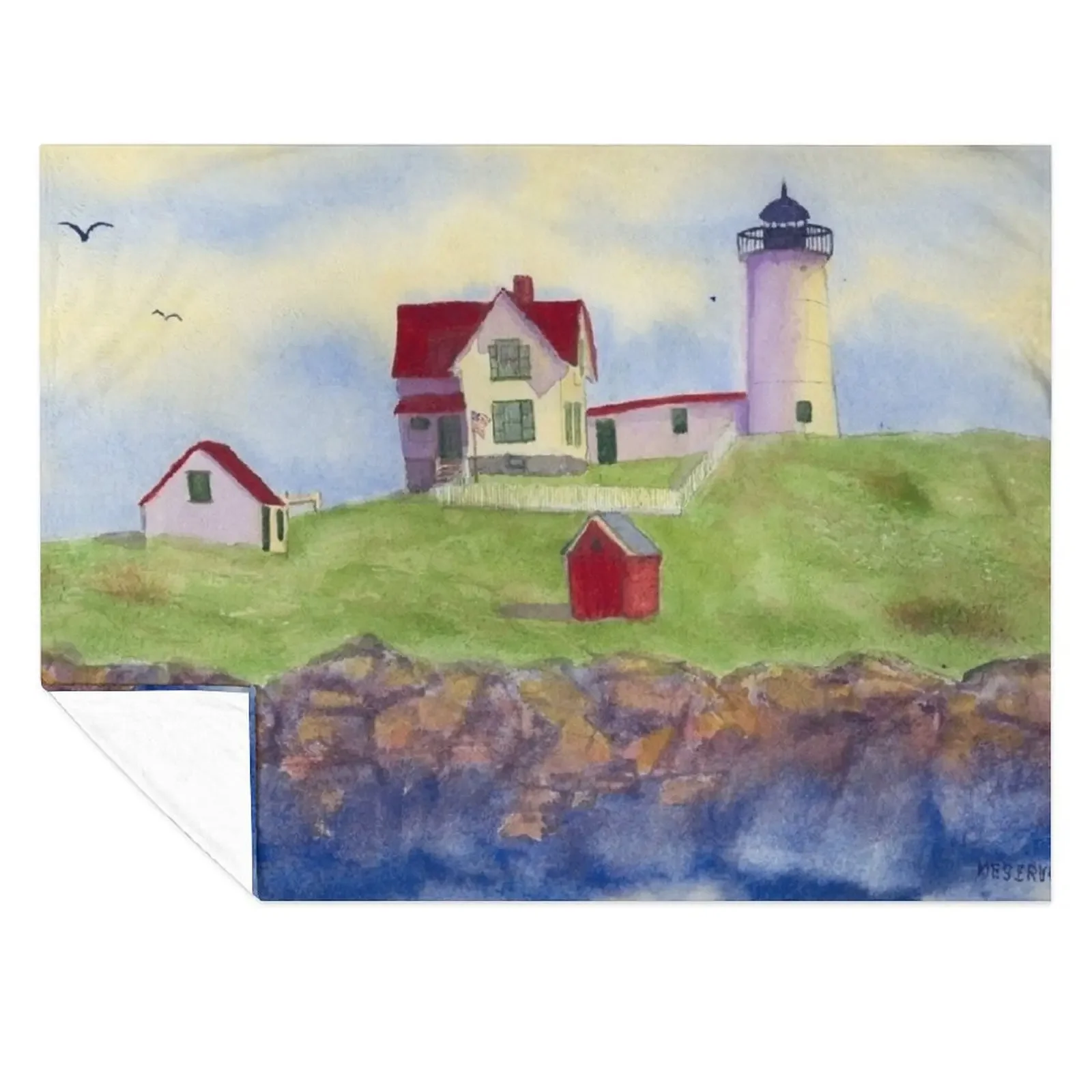 

Nubble Lighthouse Cape Neddick York Maine Throw Blanket Warm blankets and throws bed plaid Baby Blankets