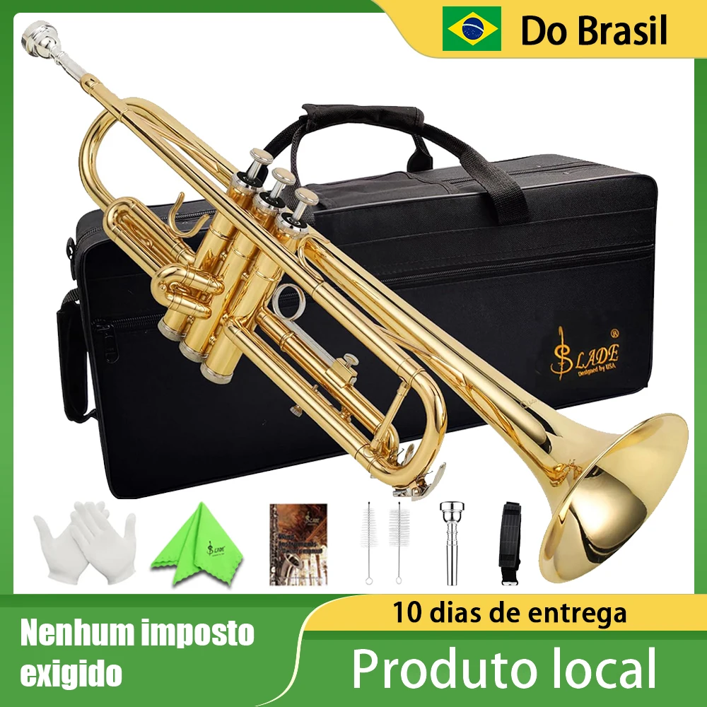 

SLADE LDT500 Bb Trumpet Brass Body Trumpette Professional Musical Trompeta Wind Instrument with Case Parts & Accessories