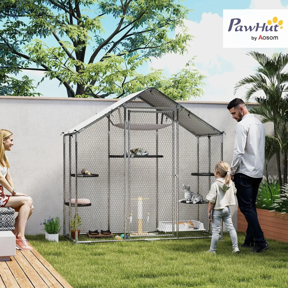 Large Catio Outdoor Cat Enclosure Chicken Coop Pointed Roof