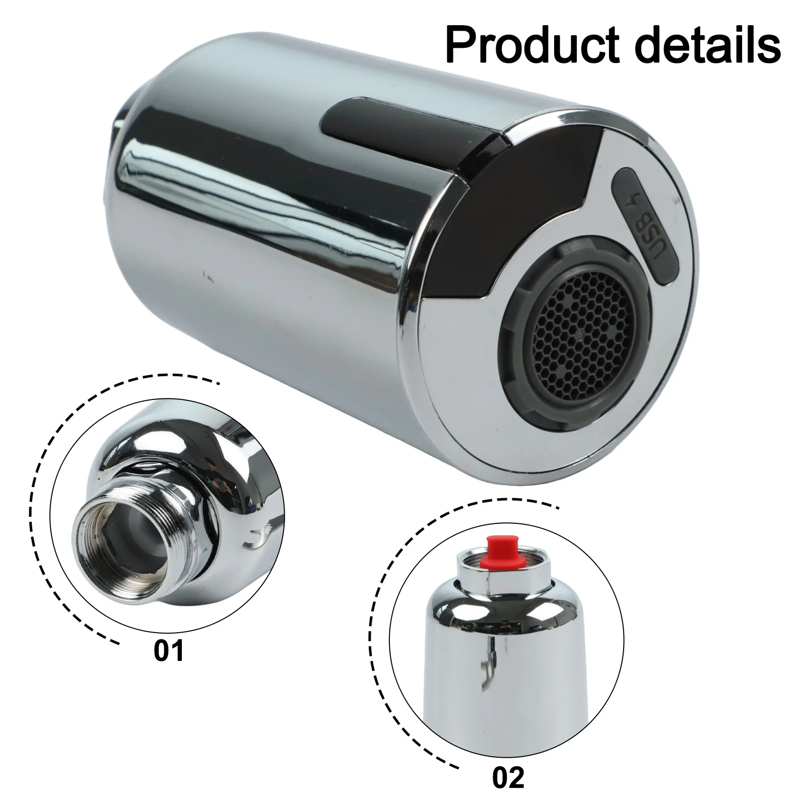 

7.9x4.1cm Water Saving Device Bathroom Adapter USB Charging Device Flow Path Throttling Design Quick Installation