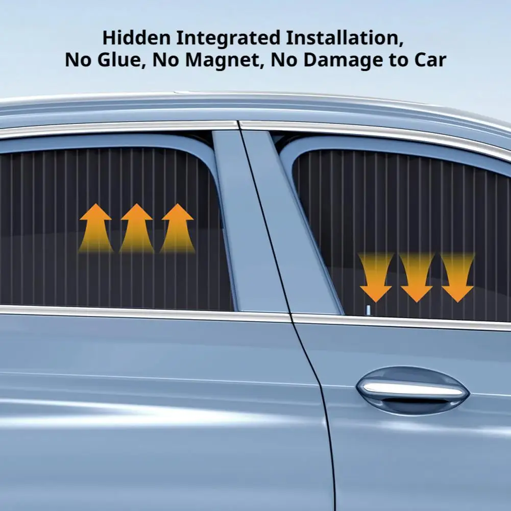 2/4 Stück Auto-Sonnenschutz Seitenfenster-Vorhang Faltbarer UV-Schutz Zubehör Schwarzer Reiner Stoff Auto-Accessoires – Detail 13
