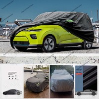 Protective Full Car Cover Waterproof All Weather Outdoor Anti-UV Full Cover for Kia E-Niro 190T Black with Reflective Strips