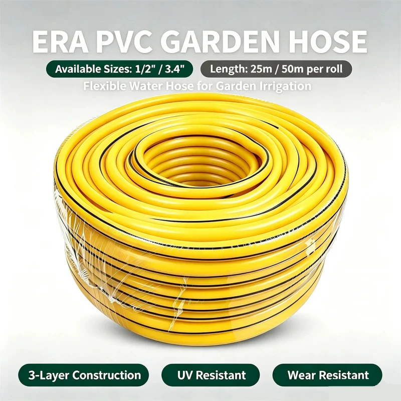 ERA PVC Garden Hose 50M 3 Layer Braided Water Hose Anti-UV Flexible Irrigation Pipe