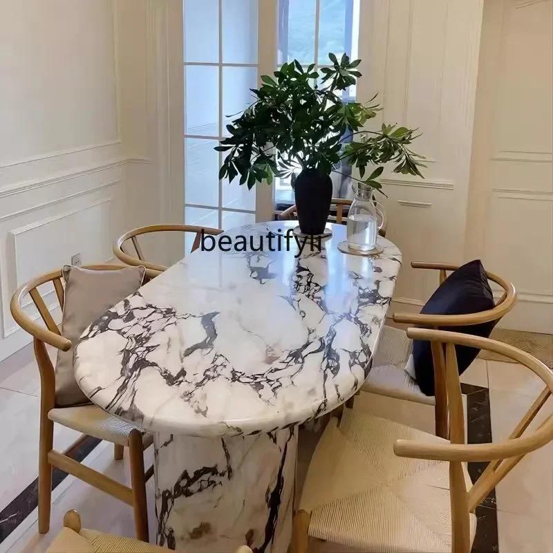 

Y Marble dining table and chair combination household high-end all-marble French light luxury dining table