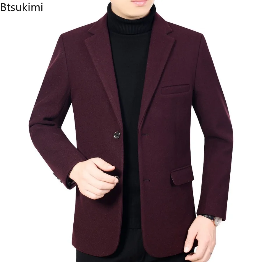2025 Autumn and Winter New Suit Middle-aged Men's Fashion Casual Business Classic Wool Suit Jacket Solid Slim Non-ironing Coats