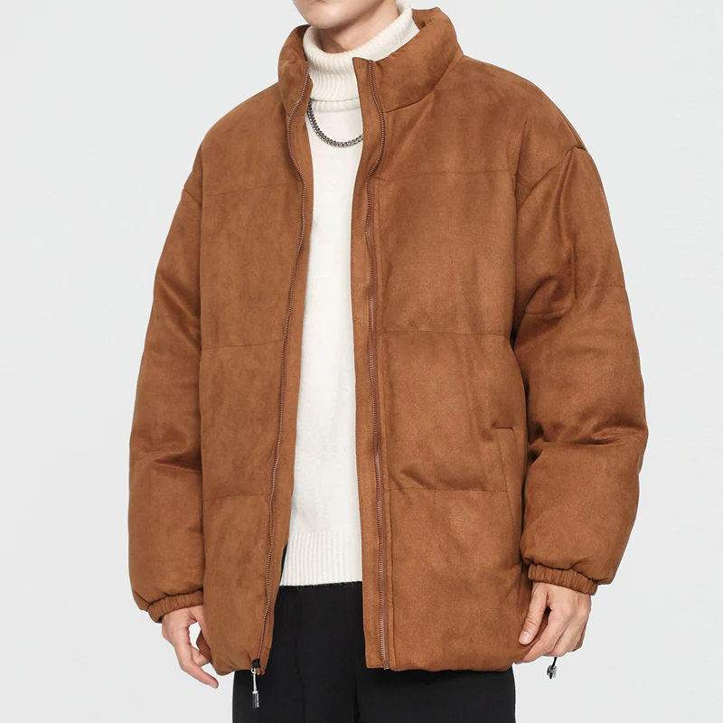 

Men's Loose Fit Casual Thiened Cotton Jaet Autumn Winter Korean Sle Faionable Stand Collar Coat Warm Polyester Fiber