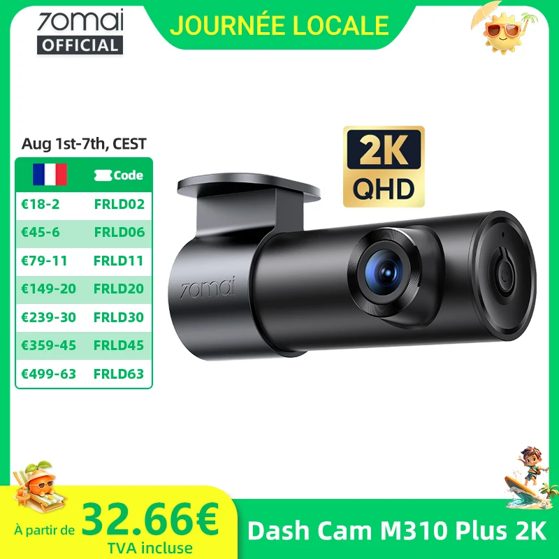 Caméra embarquée 70mai M310 Plus 2K 1440P 143 ° FOV F1.55 Contrôle vocal intelligent Surveillance de stationnement 24h Vision nocturne 70mai M310 Plus 2K Caméra embarquée