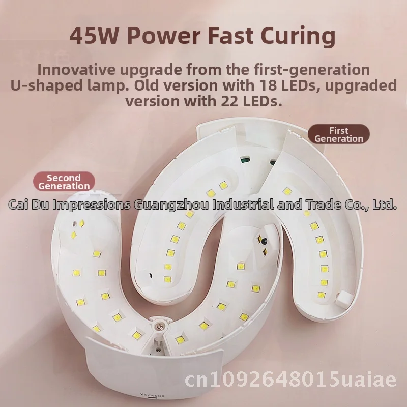Inteligentna, szybkoschnąca lampa do manicure w kształcie półksiężyca, podwójne źródło światła, fototerapia, teleskopowa konstrukcja w kształcie litery U dla wszystkich użytkowników.