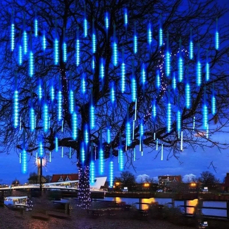 Christmas Icicle Lights Winter Eave Window LED Meteor Shower Hanging Icicle String Lights Connectable Raindrop Lights 30/50CM