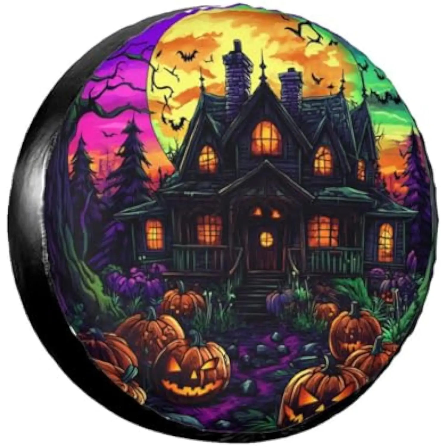 

Хэллоуин дом с привидениями тыква чехол для запасного колеса водонепроницаемый внедорожник колесный чехол универсальный Fit