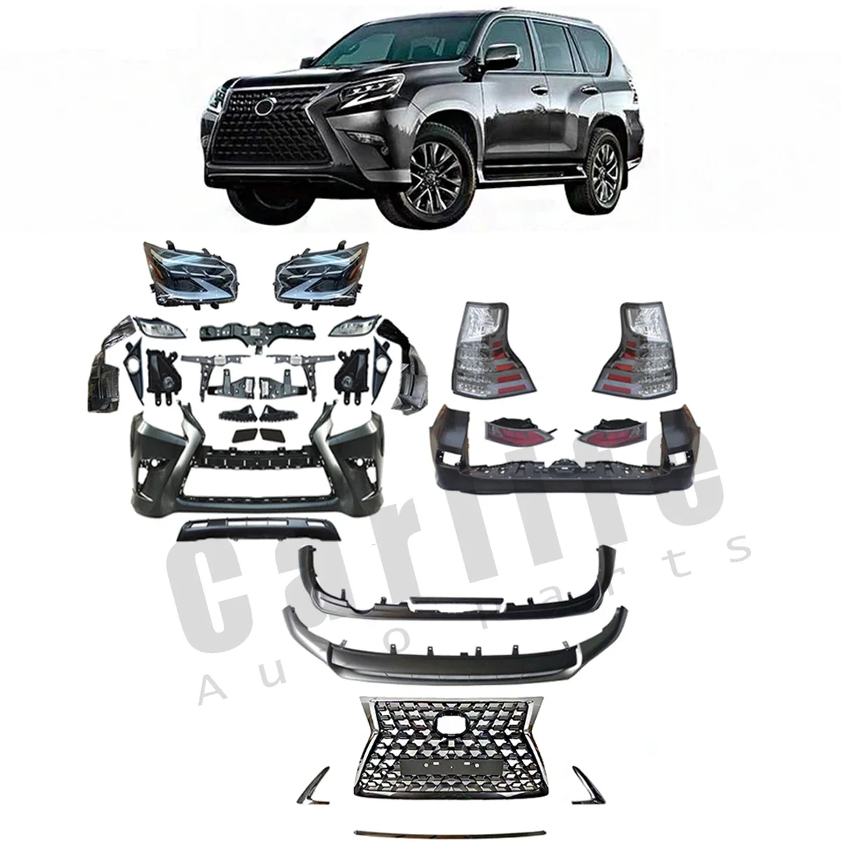 Auto body system body kit for Lexus GX460 2010-2019 change to 2021 style with headlight grille bumper.