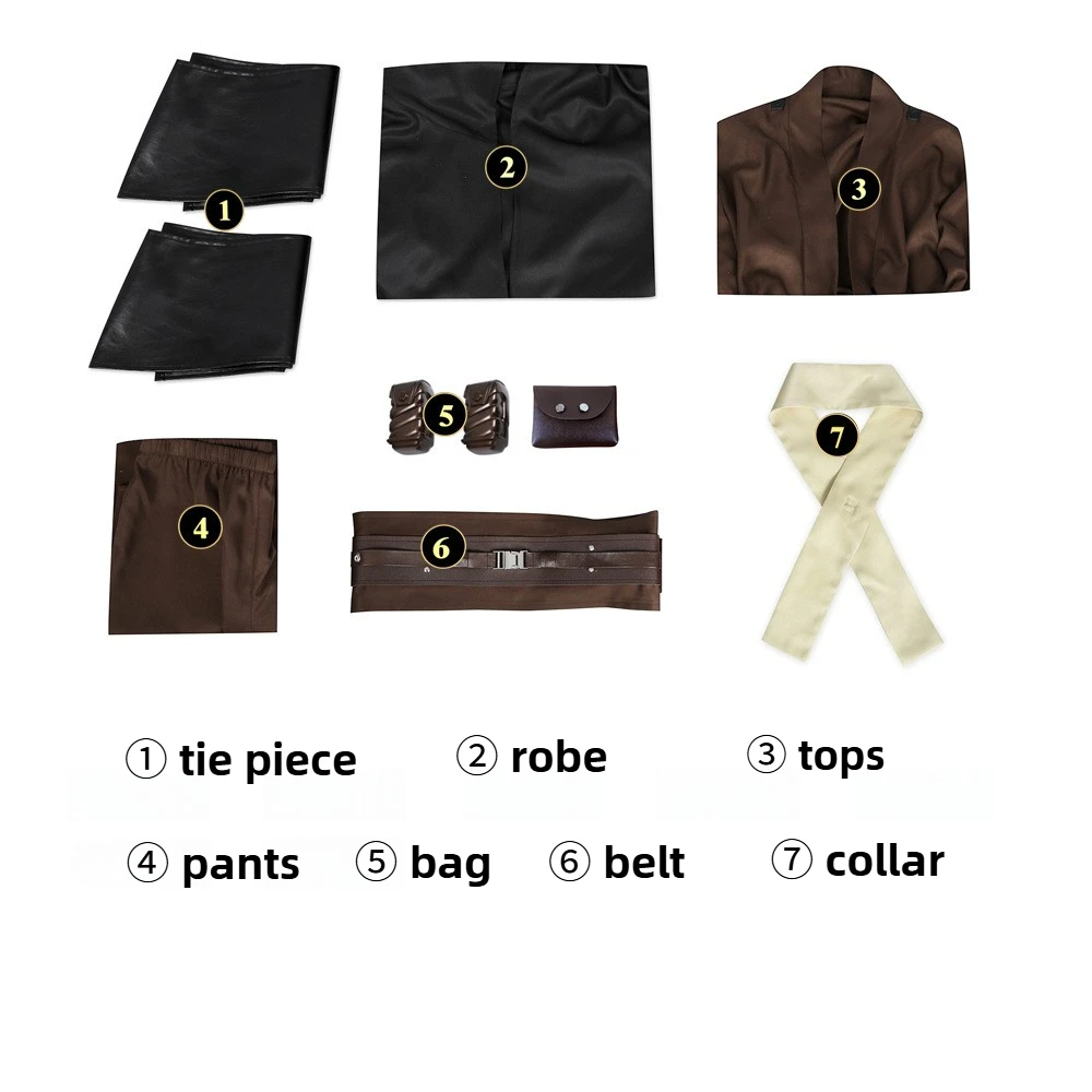 أنكين تأثيري جيدي زي Disfraz سكاي ووكر فيدر دارث جيدي السراويل العليا عباءة حزام هالوين كرنفال ملابس الحفلات الرجال