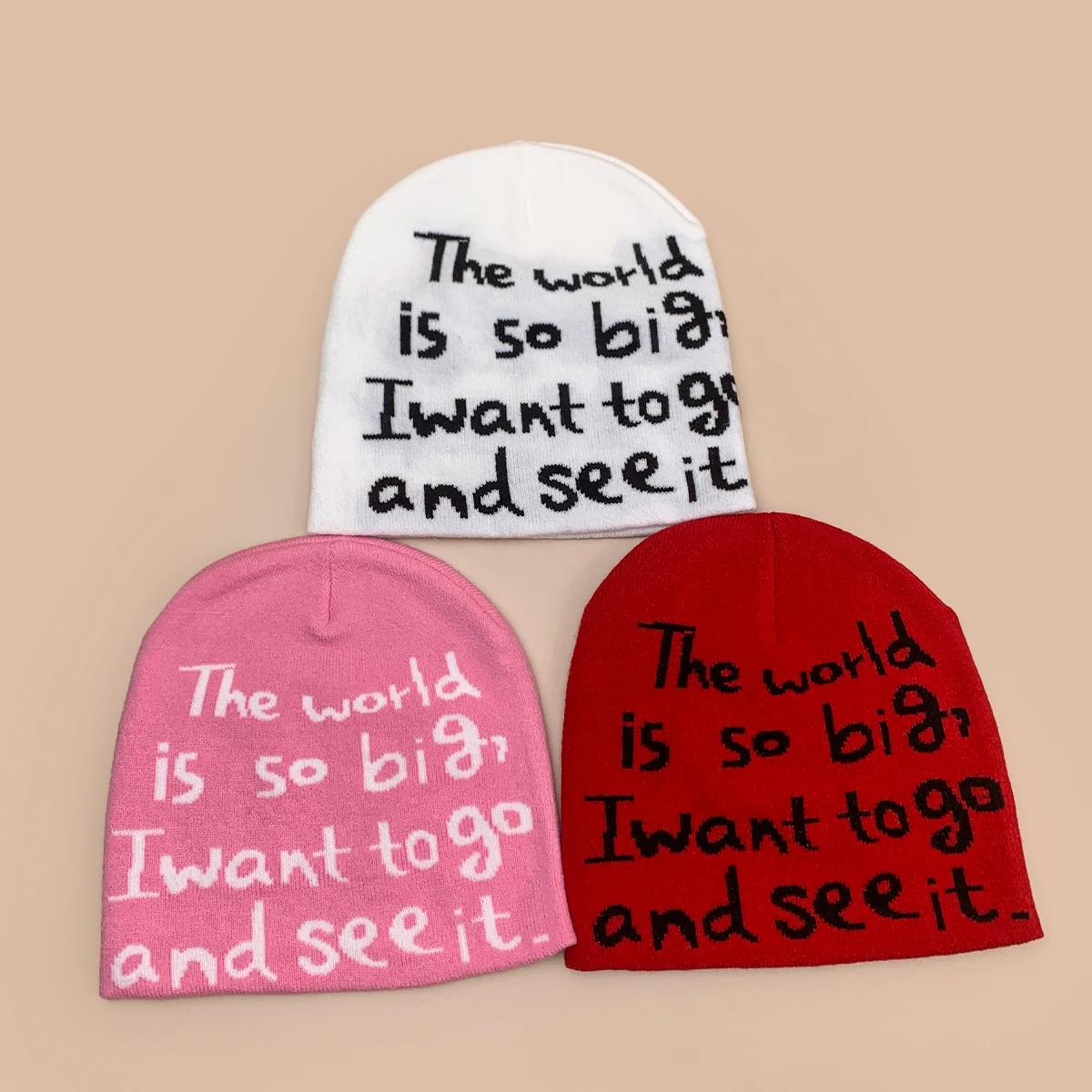 Korean Niche Jacquard Letters Knitted Hats New Men Women Warm Personal Versatile Simple Color Block Fashion Outdoor Ins Beanies