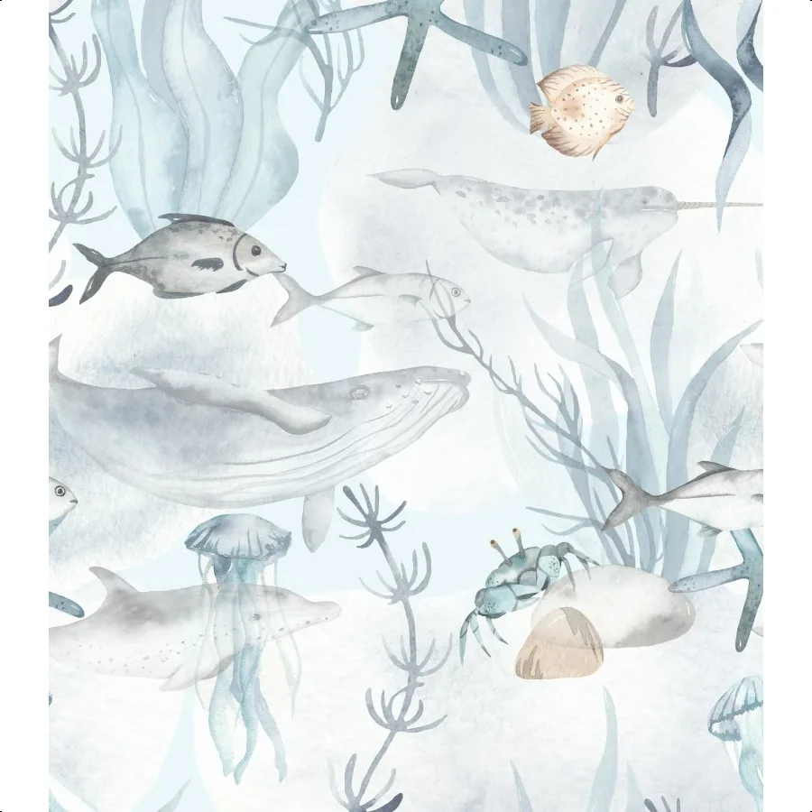 

Обои Peel and Stick, голубая коралловая рифа, настенная бумага с морской рыбой, прибрежные обои, съемная контактная бумага для дома, ванной комнаты