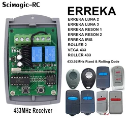 ERREKA 원격 제어 차고 수신기, RESON 1, RESON 2, LUNA 2, LUNA3, IRIS, 롤러 2, 베가 433, 롤러 433, 433.92MHz