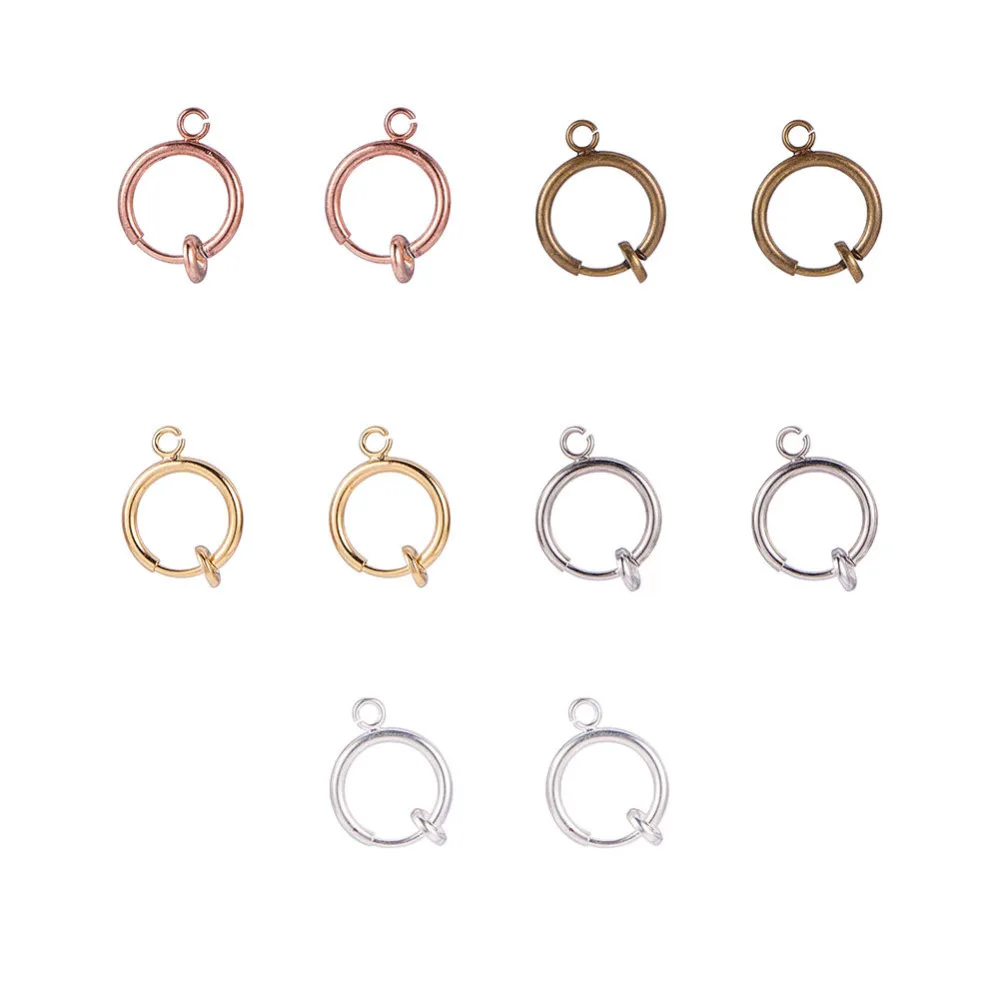 30Pcs Mixed Color Brass Clip-on Hoop Earring Findings for Non-pierced Ears Jewelry Making Dangle Earrings DIY Handcraft