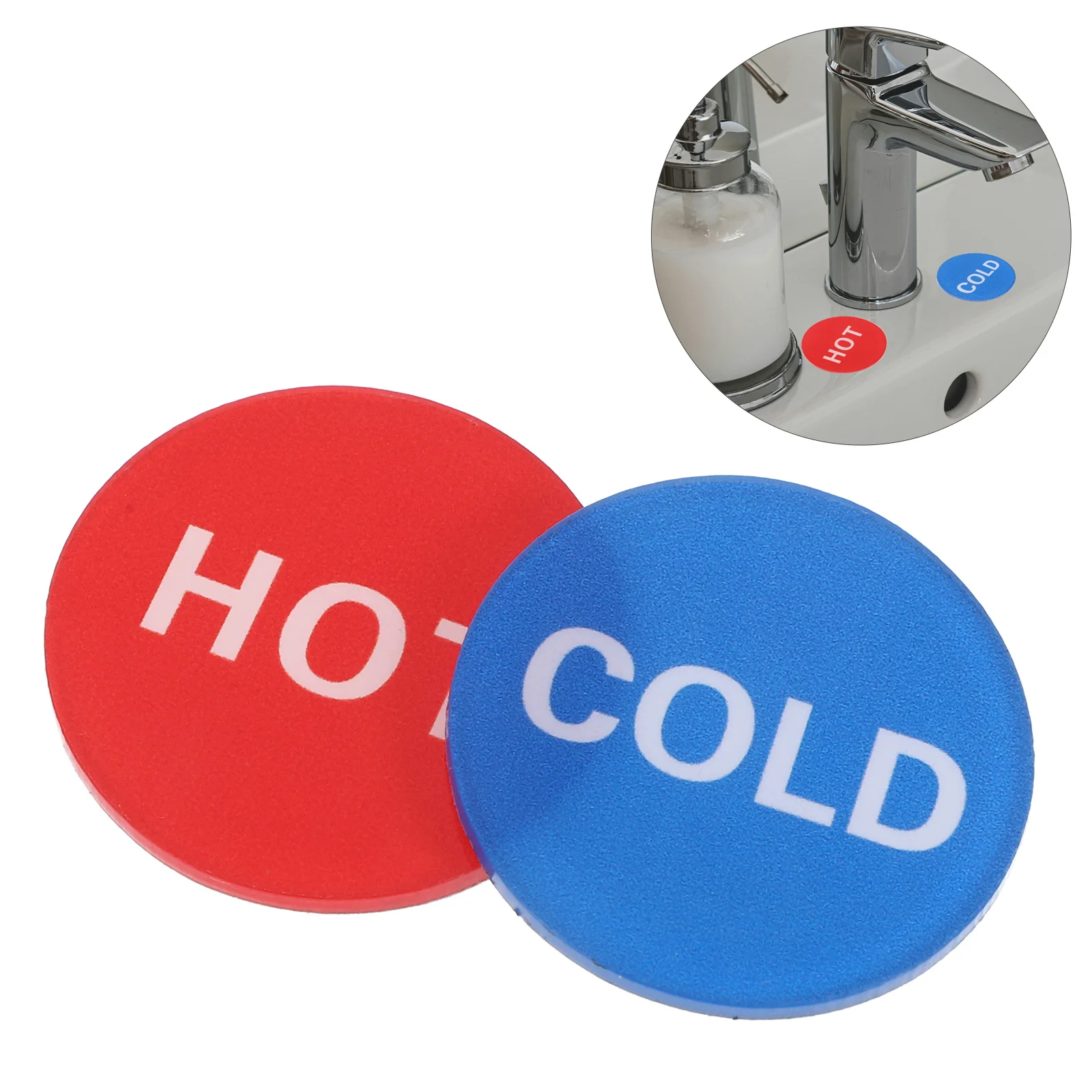 4 Pairs Stickers Bathroom Signage Faucet Indicator Acrylic Water Labels Logo for Home Signs