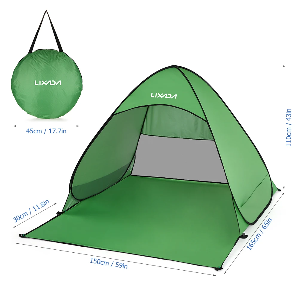 Lixada Automatic Instant Pop Up Tent Lightweight UV Protective Beach Tent Cabana Sun Shelter Single Tent for Outdoor Camping