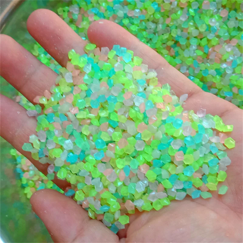 20g 800Pcs 3-5mm Vase Luminous Sand Fluorescent Particle Luminous Sand Garden Aquarium Fluorescent Small Stone Garden Decoration