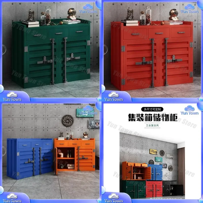 Tea Cabinet for Kitchen Storage Locker Container Pantry Organizer Industrial Style Wrought Iron Dining Side Cabinet Home