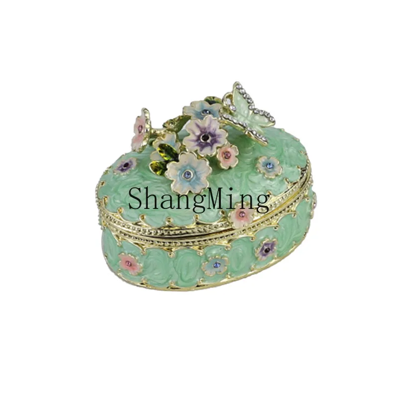 CL Cherry Blossom Oval Jewelry Box Ring Flip Storage Box High-end Jewelry  Small Ornament Gift  Ornament