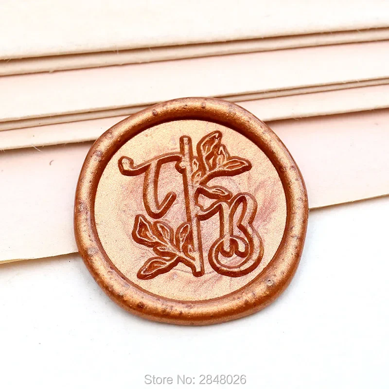 Custom Initials Wax Seal Stamp, Elegant Seal Stamp Kit,wedding flower invitation seals,wedding gift,personalised wood wax stamp