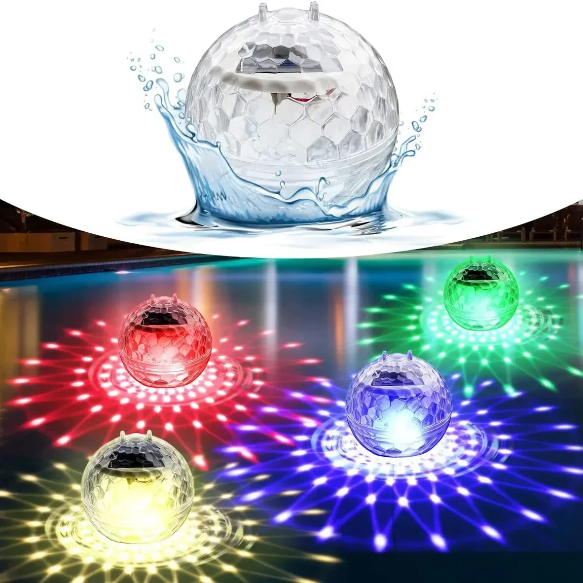 Imagem -03 - Led Solar Lâmpadas Flutuantes para Piscina Painel Solar Powered Pond Drift Impermeável Glow Show Disco Color Changing Lights Novo