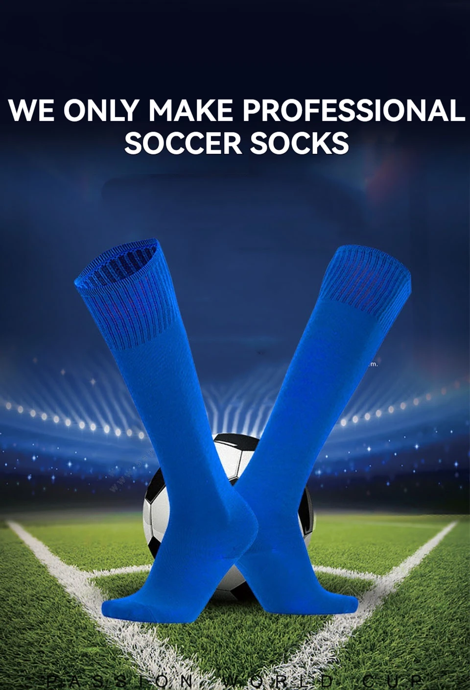 Loogdeel Fußball-Sportsocken, lange Kniestrümpfe aus Baumwolle, einfarbig, für Kinder und Erwachsene, Fußball- und Baseball-Knöchelsocken – Detail 1