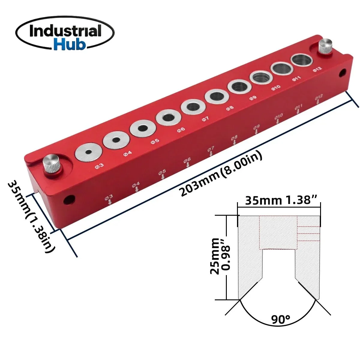 3-12mm Vertical Pocket Hole Jig Woodworking Dowel Drill Guide Self Centering 10-Hole Drill Bit Guide Jig Positioner Locator