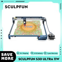 SCULPFUN S30 Ultra 11W Laser Engraver Cutter Automatic Air Assist, 0.08x0.08mm Laser Focus, 600*600mm, Replaceable Lens, 455±5nm