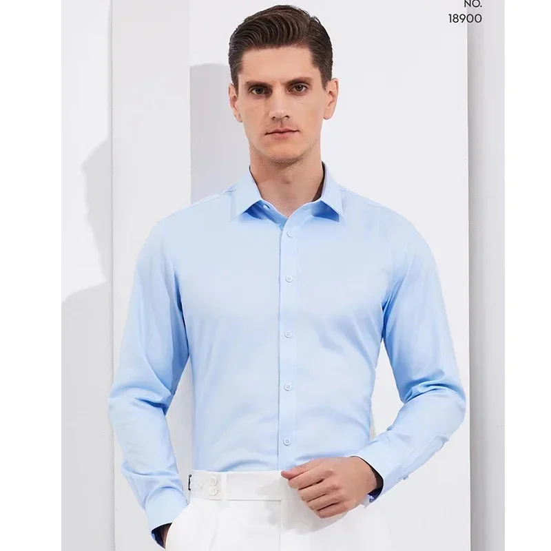 

All Seasons Men's Office Business Long Sleeve Shirt Regular Fit Formal Business Social Shirts For Men Luxury Designer Blouse