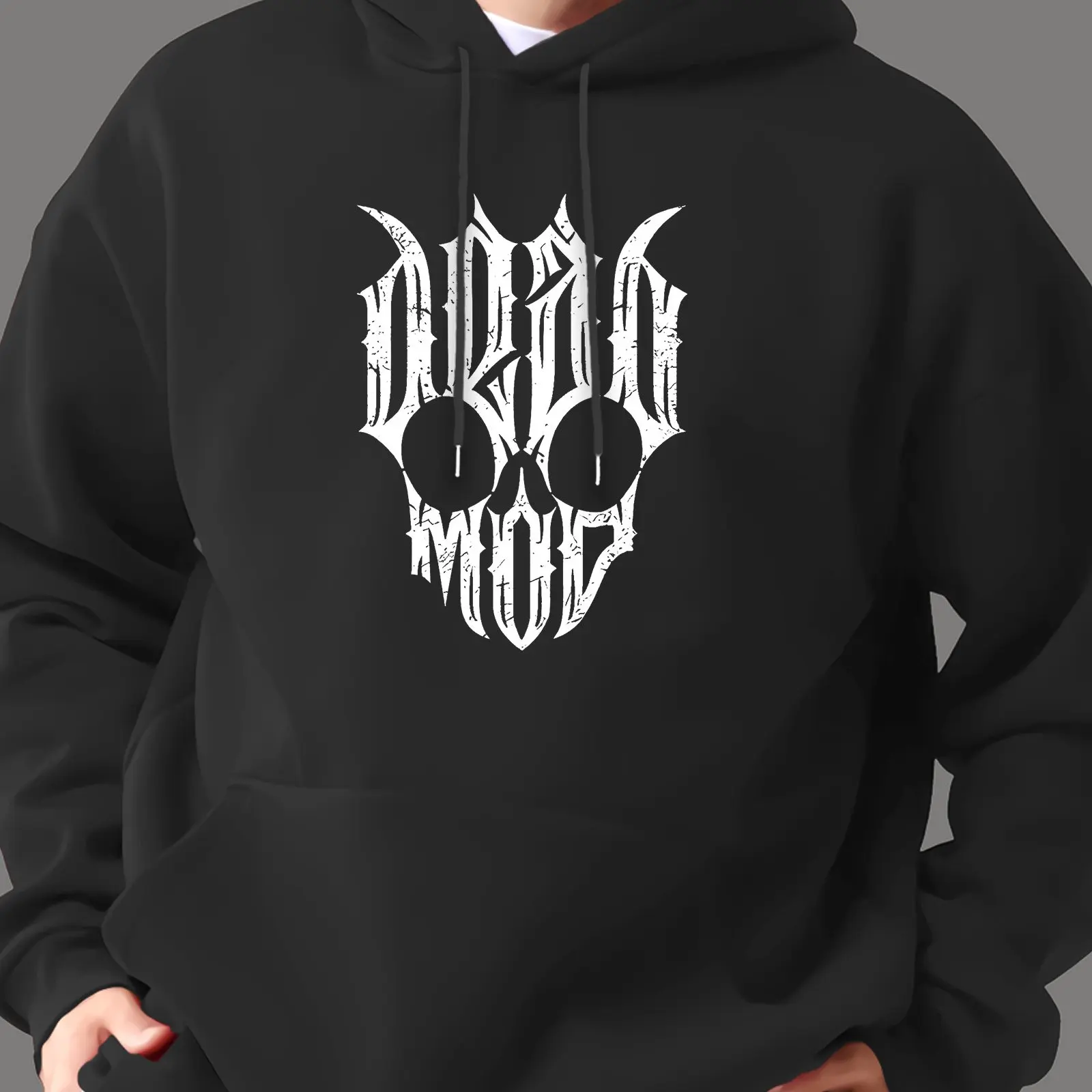 

​​metal mulisha hoodie black white skull print 2025 streetwear oversized pullover love text design with distressed typography​