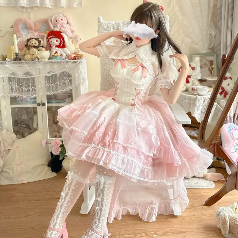 Magogo Japanse Sweet Kawaii Lolita Jsk Jurk Vrouwen Vintage Elegante Prinses Feest Trouwjurken Girly Kant Strik Fee Jurken