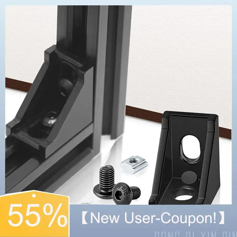 Happy New- Black Right Angle Corner Bracket Set, 2028 Aluminum Extrusion Profiles, 30 Sets With T Slot Nuts And Bolts