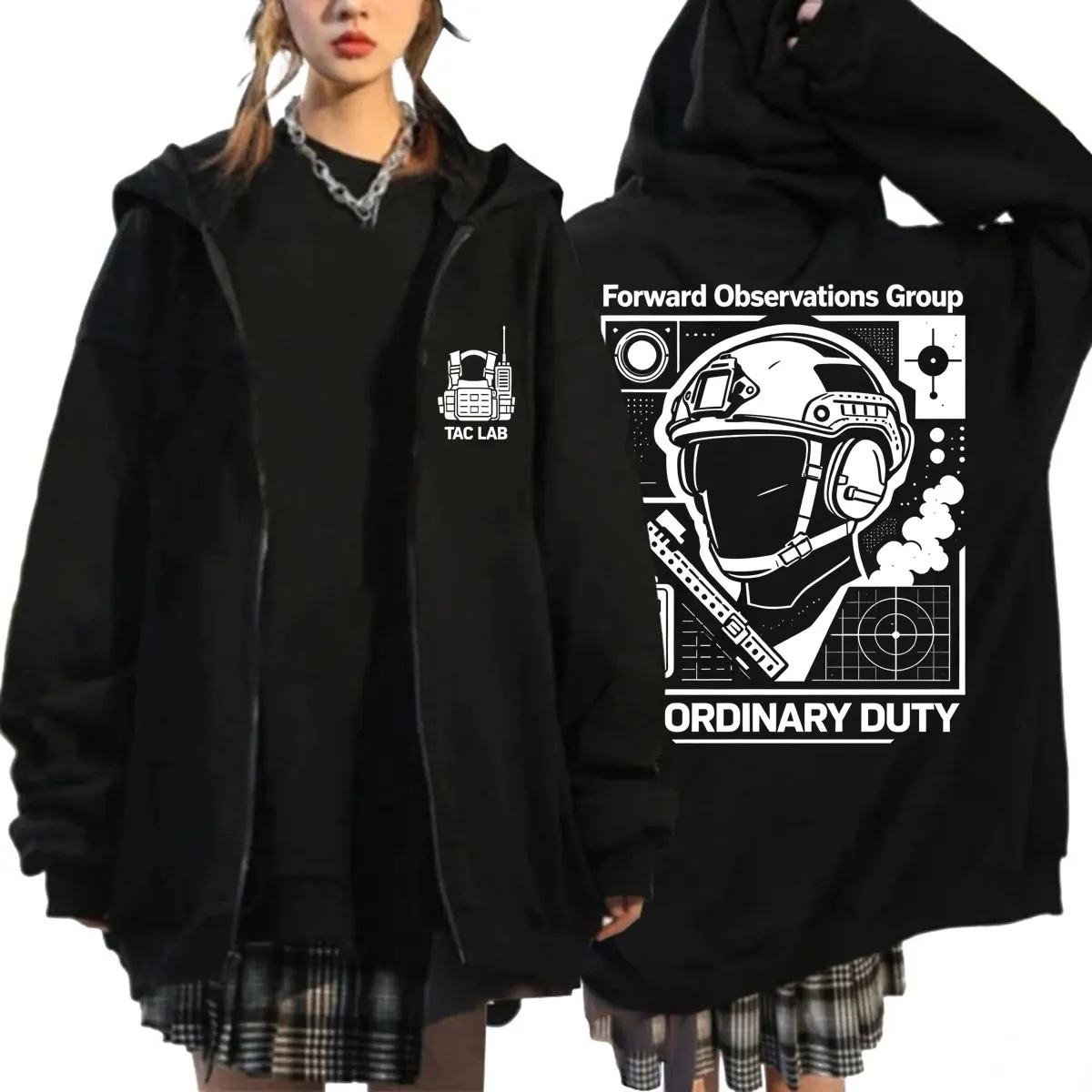 Forward Observations Group No Ordinary Duty Hoodies Men Women Gothic Harajuku Long Sleeve Loose Fleece Punk Tracksuit Streetwear