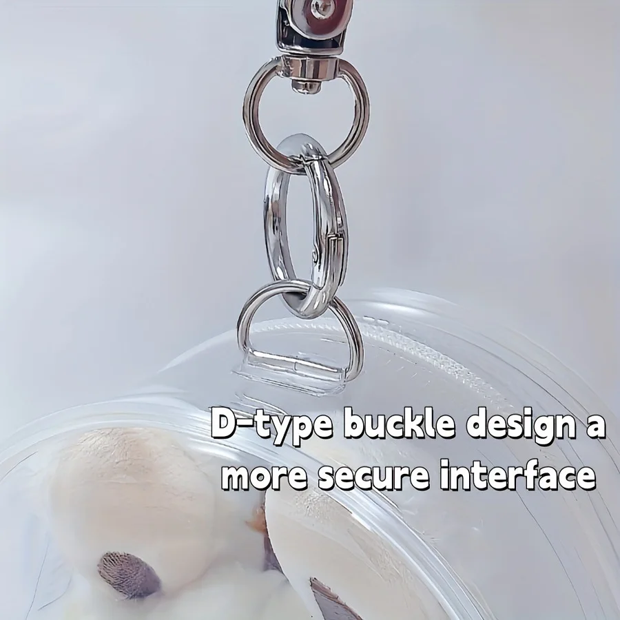 PVC Storage Box with Keychain & Fur Balls For 17cm Labubu & Glue Dolls, Transparent Dustproof Zipper Case for Small Figurines