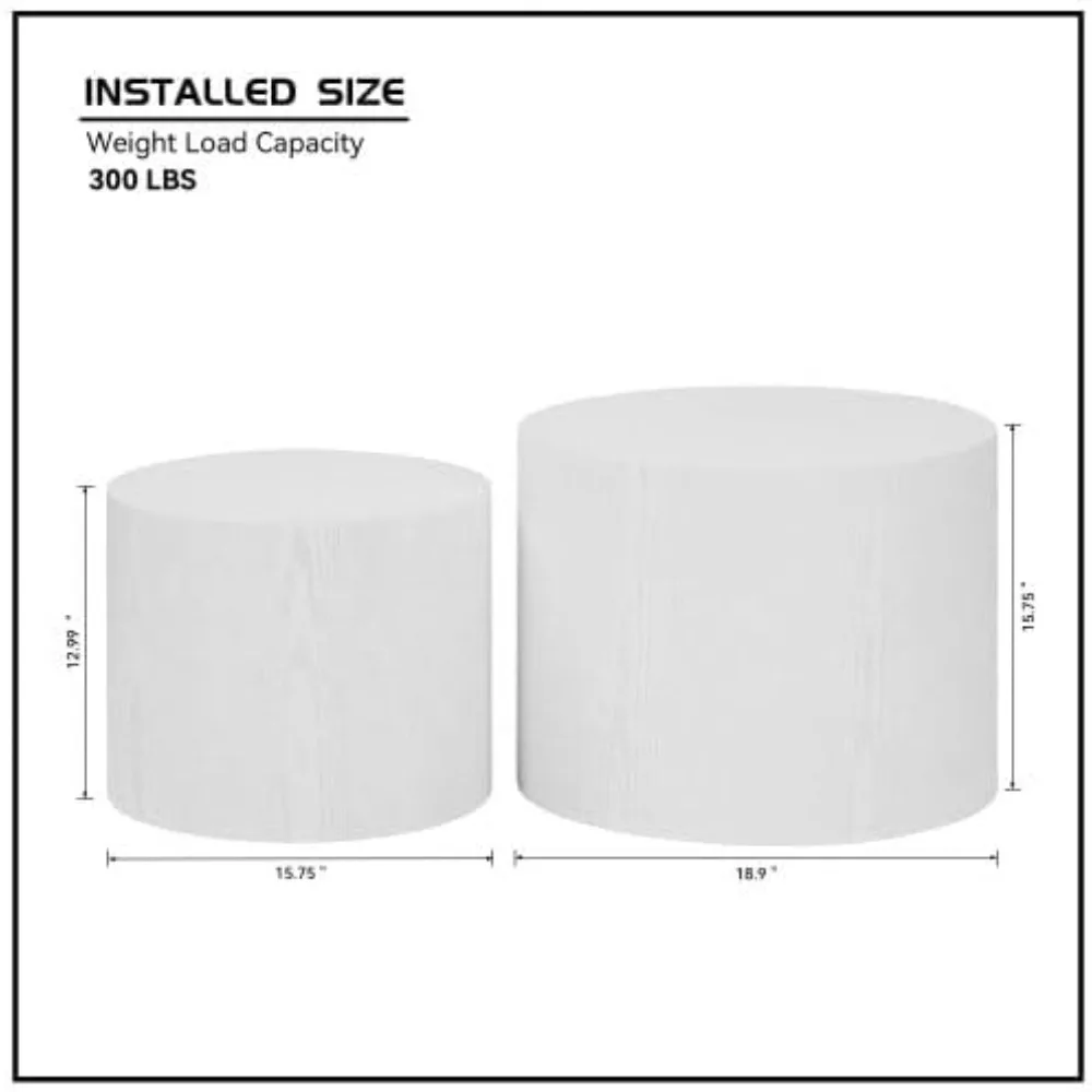 Pair of Round Coffee Tables, Wooden Nesting Tables and Small Circle Side Tables for Living Spaces and Offices