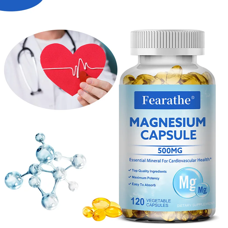 

Magnesium Capsules 500mg for Supports Muscle, Joint, and Heart Health Maximum Absorption Magnesium (Glycinate) Supplement