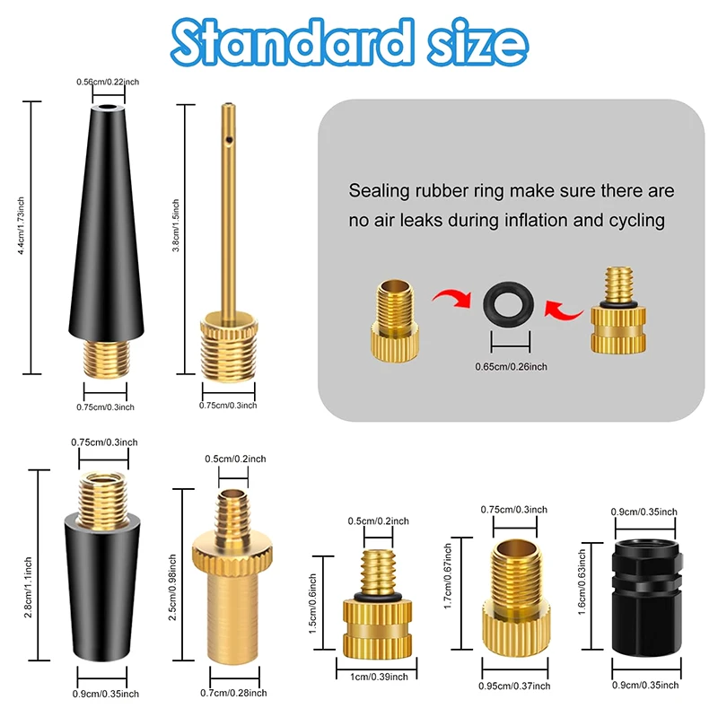 17pcs Copper Bicycle Valve Adapter Set Bike Tire Pump Adapter Kit Inflator Pump Accessory Valve Adapter SV AV DV