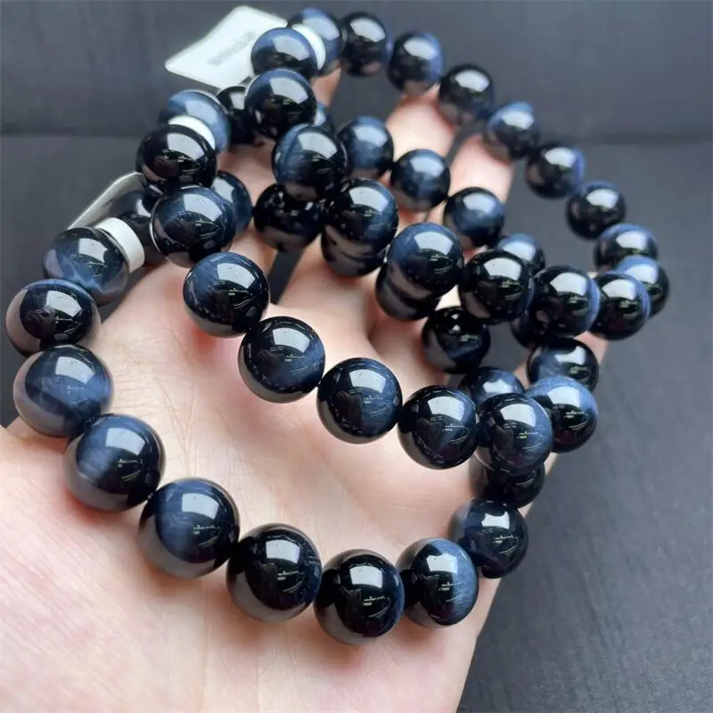 12MM Natural Blue Tiger Eye Stone Bead Bracelet Fashion Stone Handmade Strength Yoga Healing Energy Jewelry Gift 1PCS