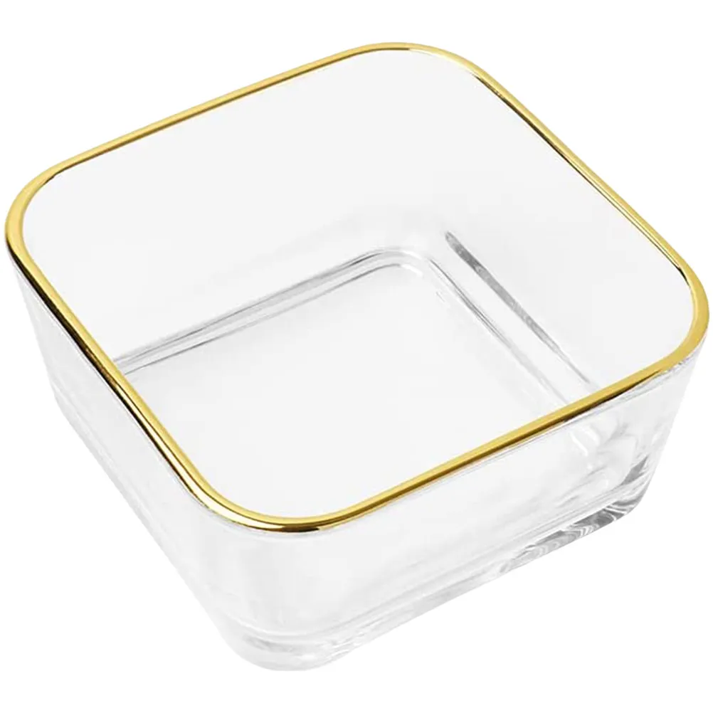 Gold Edge Glass Paper Clip Holder – Desktop Organizer Bowl for Office, School & Home