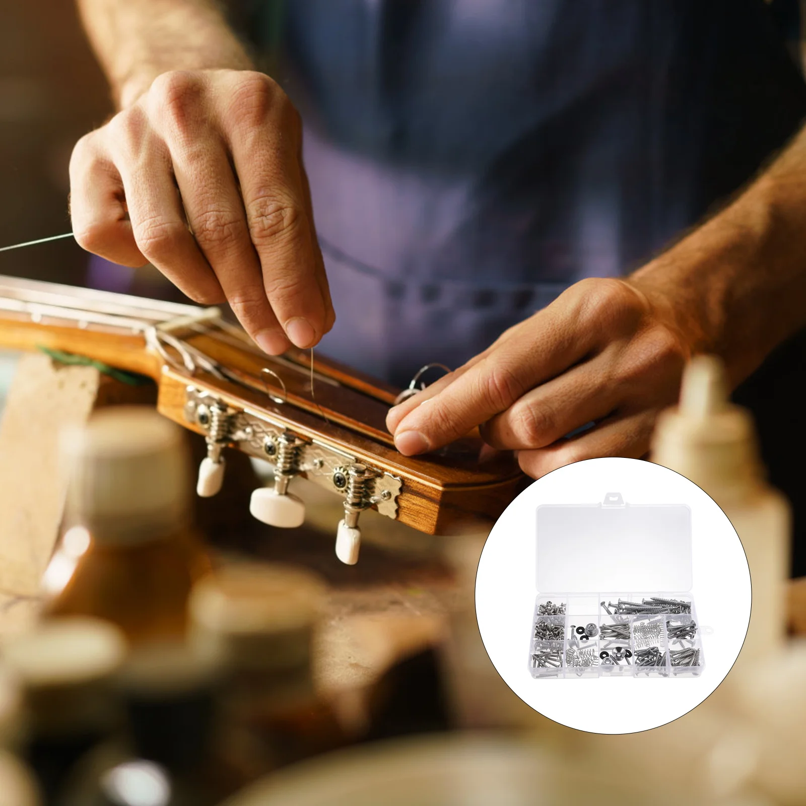 

Repair Tools Kit Stainless Steel Screws for Pickup Bridge Mounting Strap Buttons Storage Box Replacement Parts for Electric