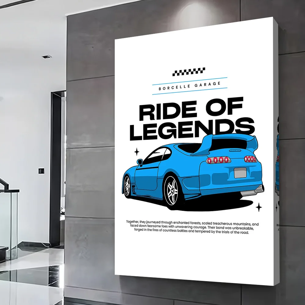 Ride of Legends Blue Car Poster Customizable Printed Canvas Painting for Pictures Wall Art Gamer Decoration Wand Deko Home Decor