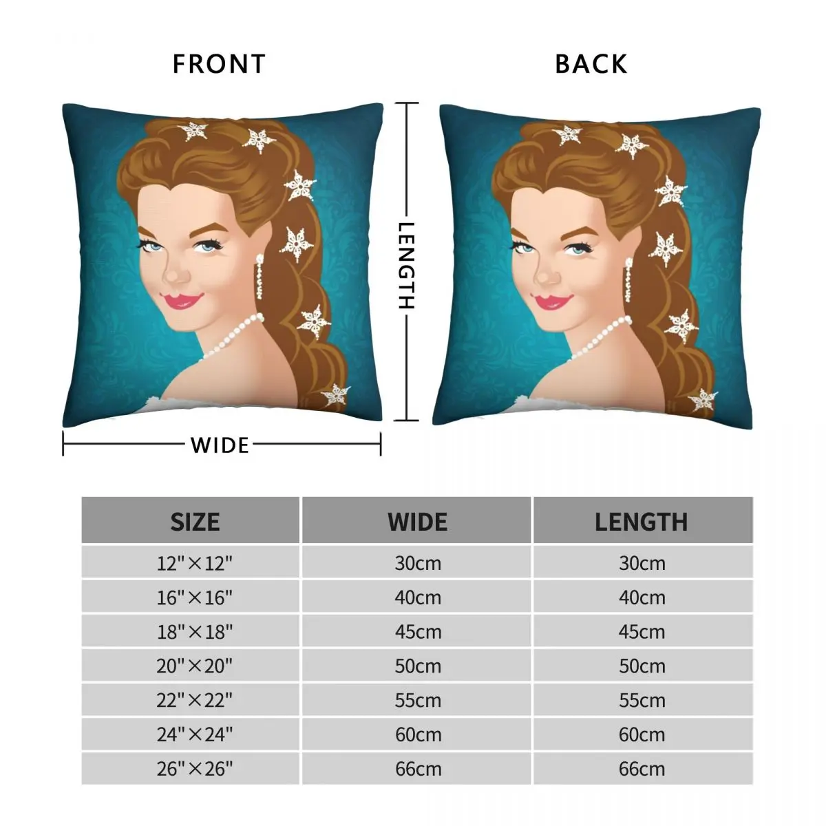 Empress Sissi Pillowcase Polyester Linen Velvet Pattern Zip Decor Sofa Seater Cushion Cover