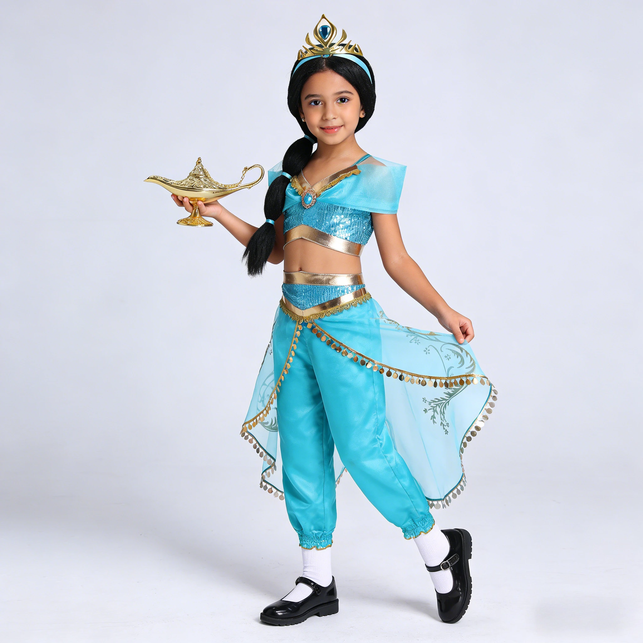 Kids Girls Desert Arabian Princess Fancy Costume Dress Set for Halloween Cosplay Birthday Carnival Stage Theme Party Wear image 2