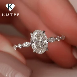 Certified 1/2Carat Full Moissanite Engagement Ring 100% 925 Silver Oval/Marquise Cut Lab Diamond Weddig Rings Band for Women
