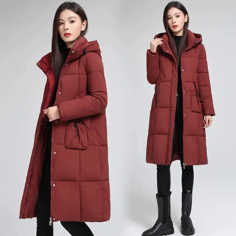 

2025 Winter New Warm Cotton Padded Jacket Women's Korean Loose Thicken Hooded Coat Female Windproof Loose Long Pike Overcoat