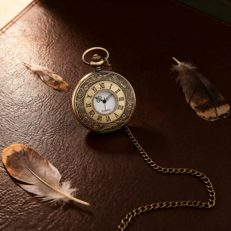 

Бронзовый корпус с римскими цифрами, полые кварцевые антикварные карманные часы с цепочкой для мужчин и женщин, винтажные часы в стиле стимпанк, лучший подарок, reloj bolsillo