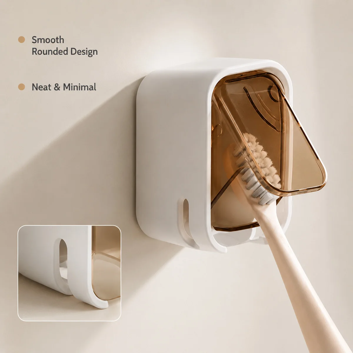 1/2PCS Wall Mounted Toothbrush Holder Box Bathroom Organizer with Flip Cover Dustproof Toothbrush Storage Rack for Home Bathroom